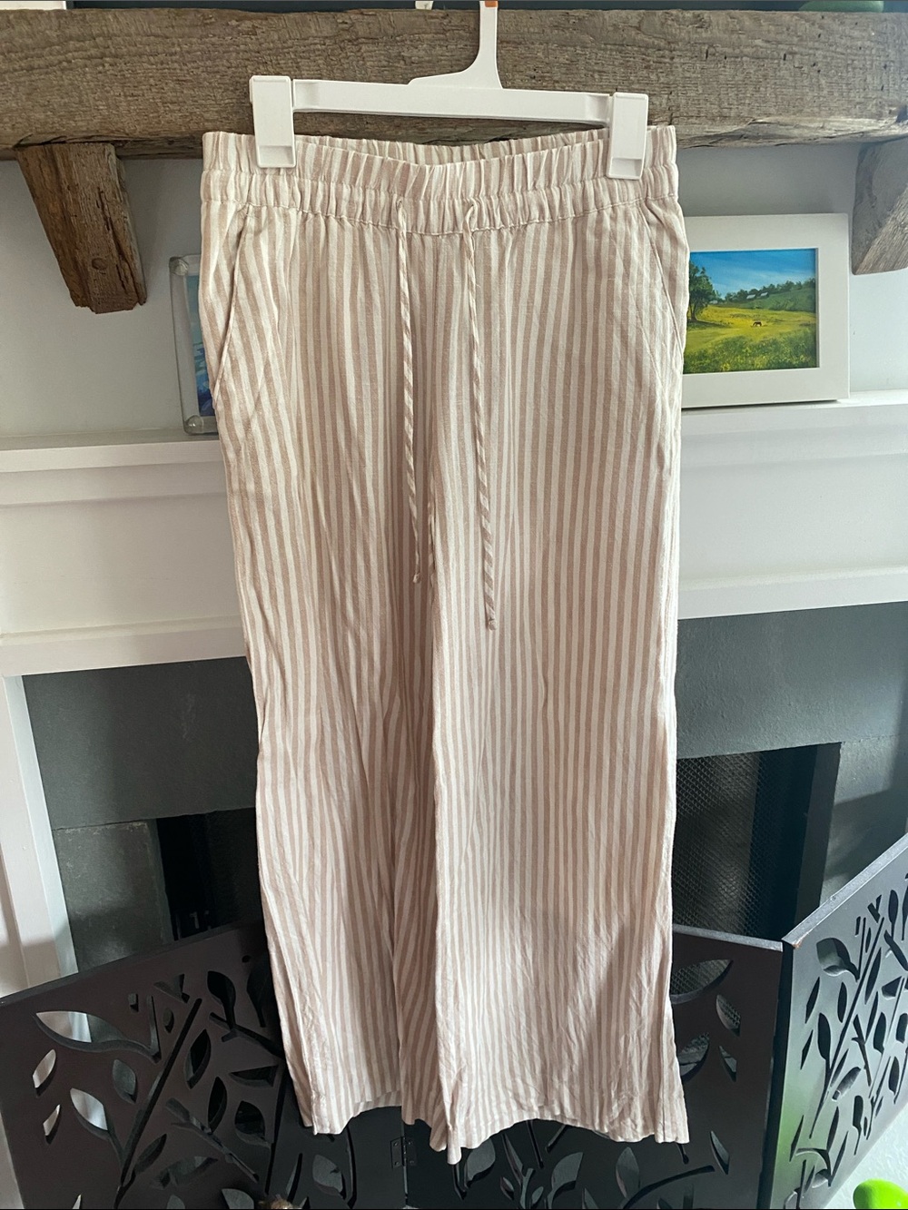 a new day Pale Pink & White Vertical Stripe Wide Leg Pants
